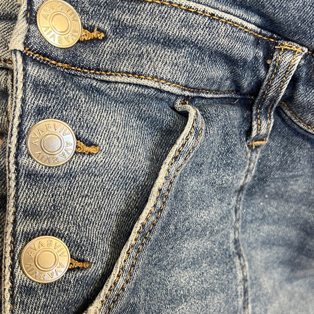 Ava & Viv Medium Blue Denim Short Overalls - Picture 3 of 10